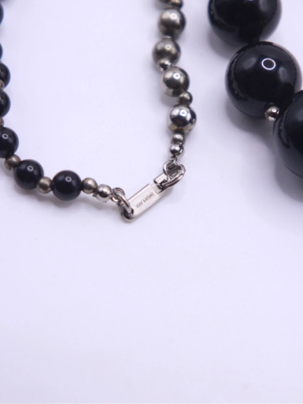 Vintage Carol Dauplaise Classic Black and Silver tone Bead Necklace 40”